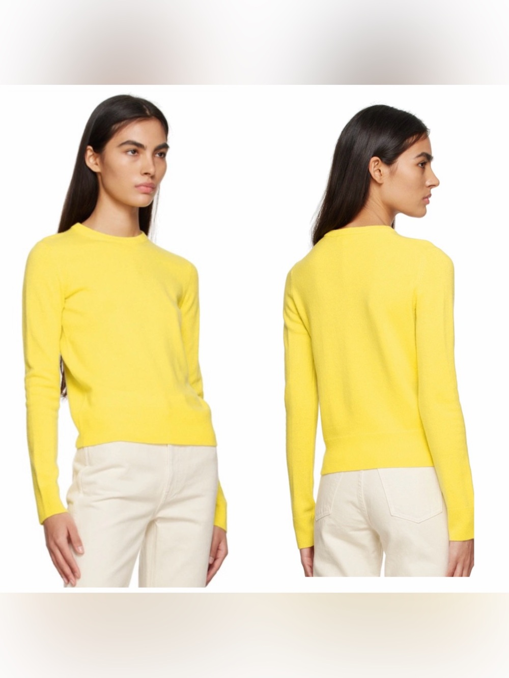 NEW Vince 100% Cashmere Classic Crewneck Sweater Yellow Size M